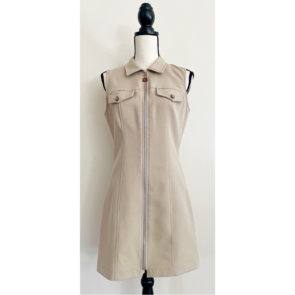 Vintage 90s Khaki A-Line Mini Dress